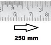 HORIZONTAL FLEXIBLE RULE CLASS II LEFT TO RIGHT 250 MM SECTION 13x0,5 MM<BR>REF : RGH96-G2250B0I0